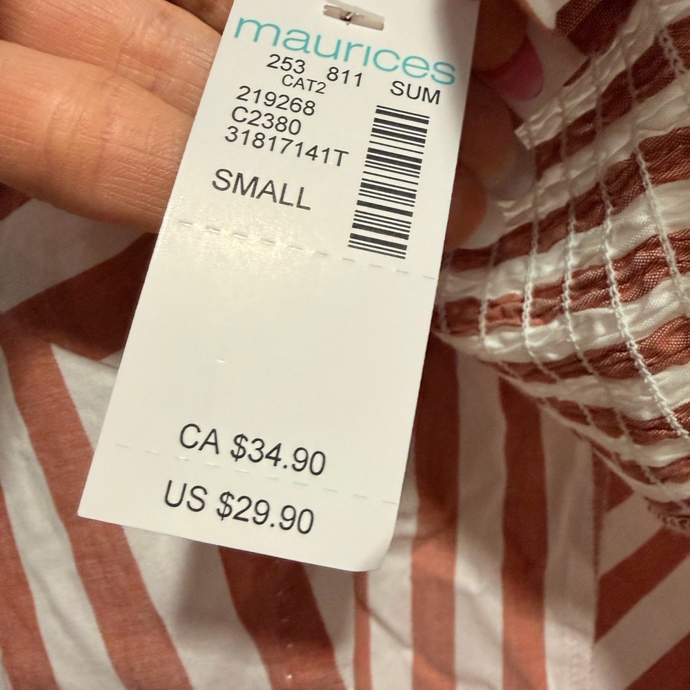 NWT Maurices Brown and White Striped Corset Tank Top - Picture 4 of 5